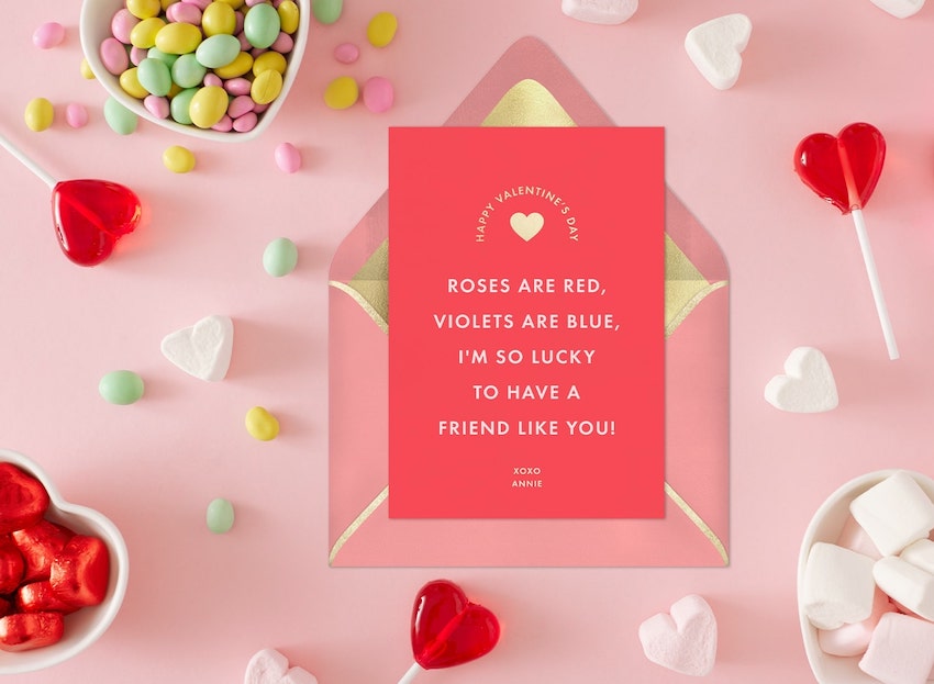 Happy Valentines Day friend: Valentine’s Day card and some candies