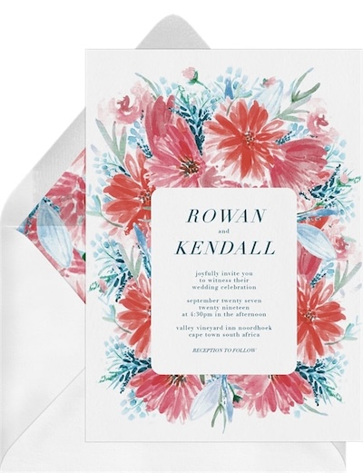 Spring wedding colors: Vibrant Boho Bouquet Invitation