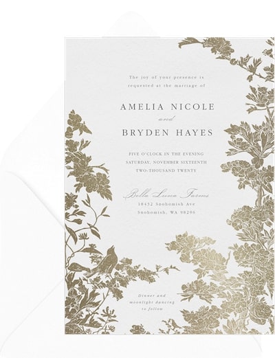 Formal wedding invitations: Vintage Floral Frame Invitation