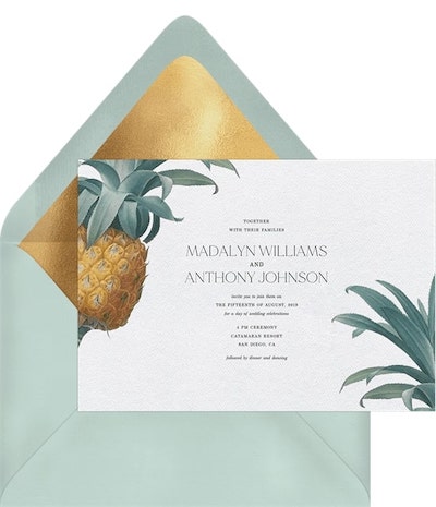 Beach wedding ideas: Vintage Pineapple Invitation