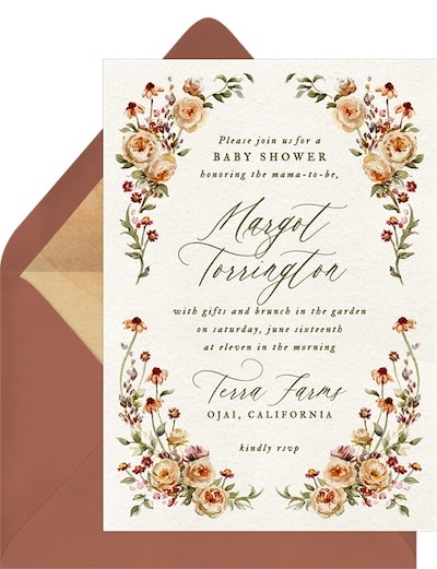Places to have a baby shower: Vintage Rose Garden Invitation