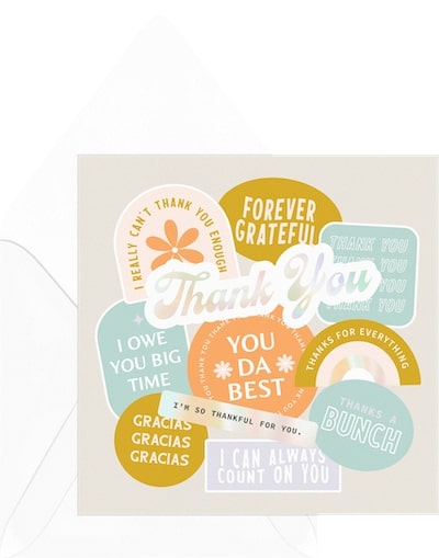 Digital thank you card: Vintage Stickers Card