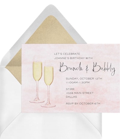 Watercolor Brunch and Bubbly Invitation