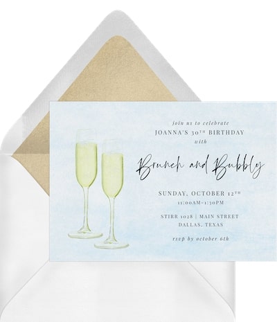 Watercolor Brunch and Bubbly Invitation