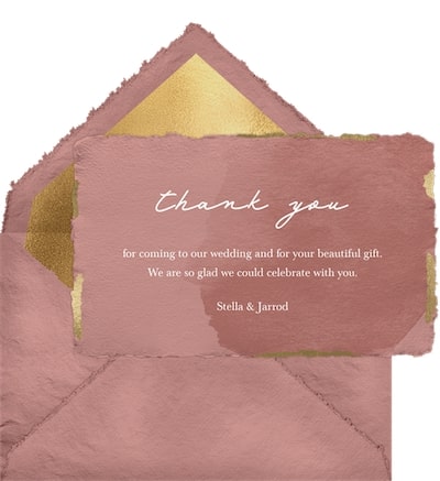 Thank you card etiquette: Watercolor Deckled Thank You Note