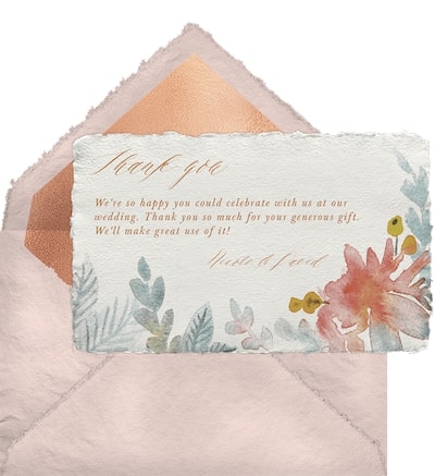 Watercolor Floral Romance Thank You Note