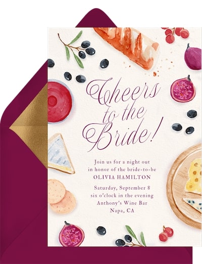 Bachelorette ideas: Watercolored Wine Tasting Invitation
