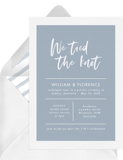 Simple wedding invitations: We Tied the Knot Invitation