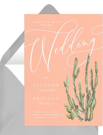 Best wedding colors: Wedding Cactus Invitation
