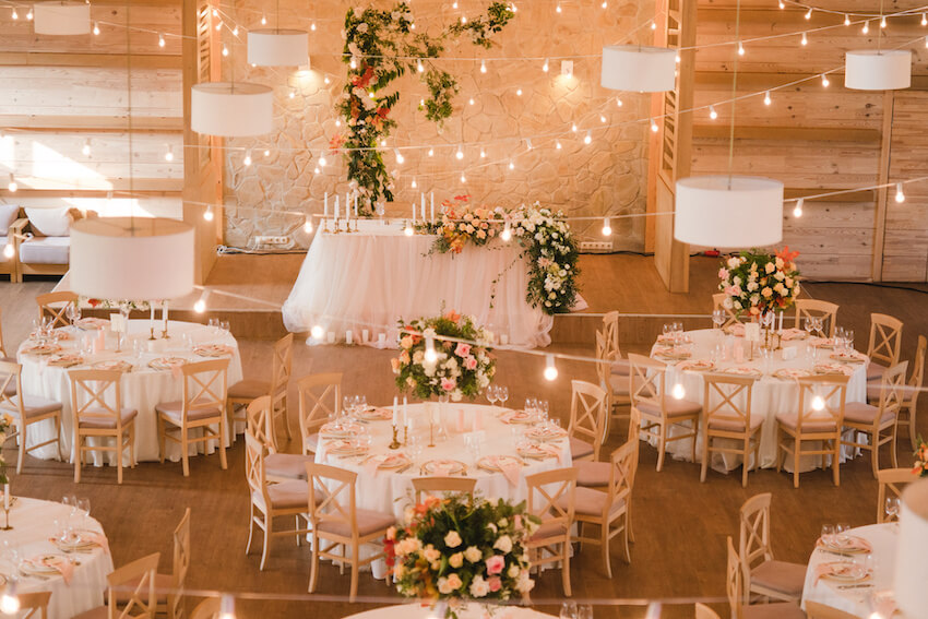 Modern wedding decor for a reception