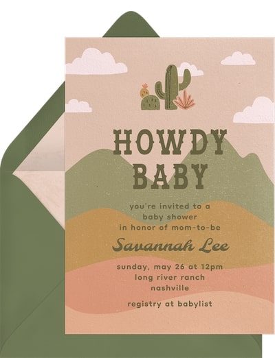 Western Howdy Baby Invitation