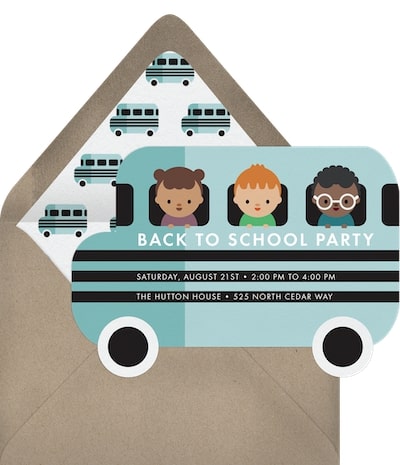 Back to school party ideas: Wheels on the Bus Invitation