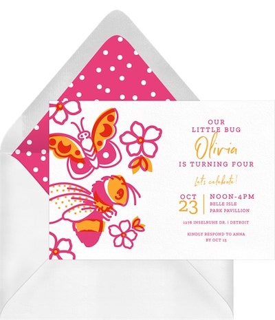 Bug themed birthday party: Whimsical Bugs Invitation