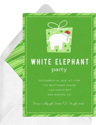 Christmas theme ideas: White Elephant Gift Invitation