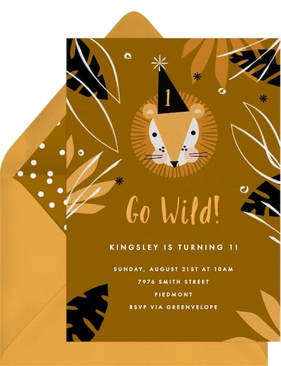 Two wild birthday: Wild Lion Invitation