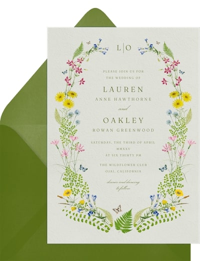 Floral wedding invitations: Wildflower Laurels Invitation