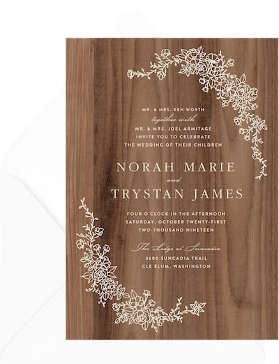 Formal wedding invitations: Wildwood Invitation