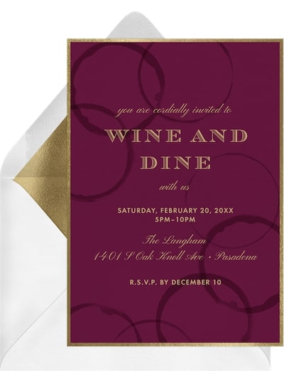 Anniversary gift for parents: Wine Rings Invitation