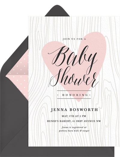 Woodgrain Heart Invitation