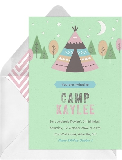 Woodland Camp Invitation