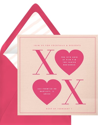 Valentines Day party ideas: XOXO Invitation