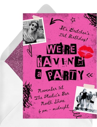 18th birthday party themes: Y2K Collage Invitation
