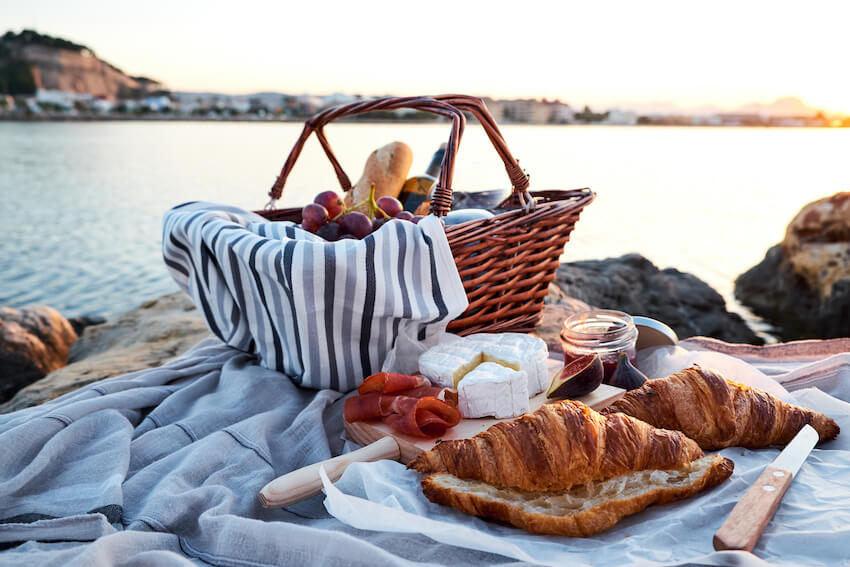 Aesthetic picnic by the sea