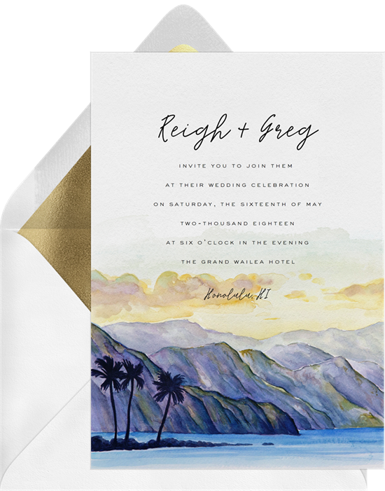Beach wedding invitations: the Ala Kahaki invitation design from Greenvelope