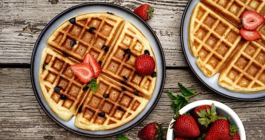 Brunch ideas: chocolate chip waffles with strawberries