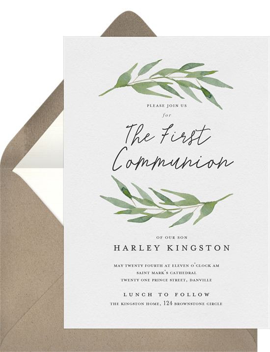 The Arched Branches First Communion Invitations from Greenvelope