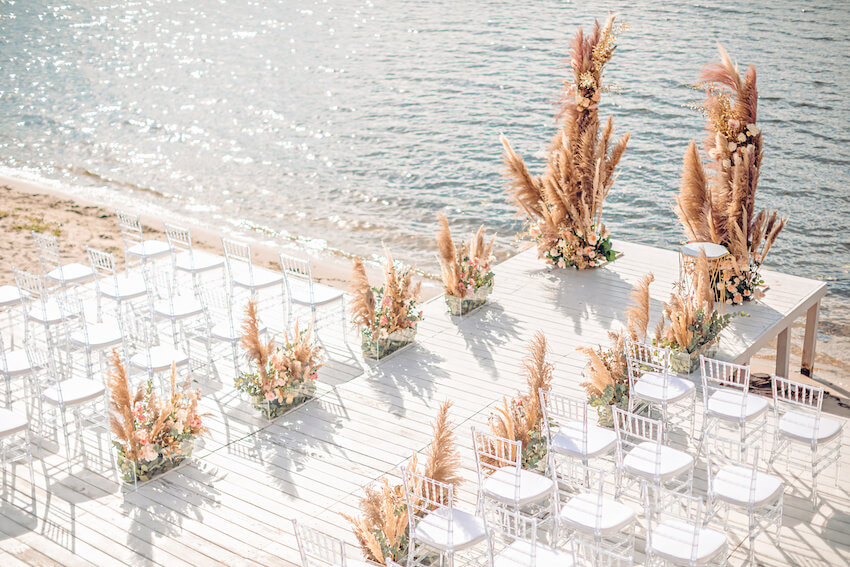 Beach wedding stage