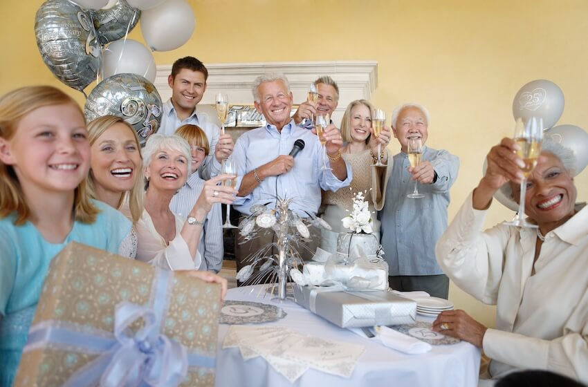 Big family celebrating their parent's anniversary