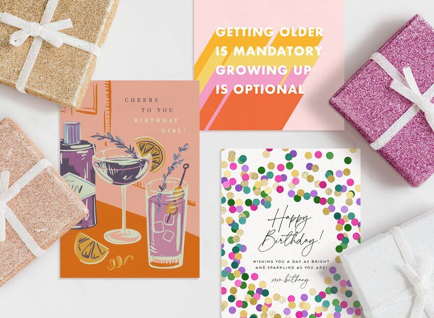 Free birthday cards: birthday invitation cards and gift boxes
