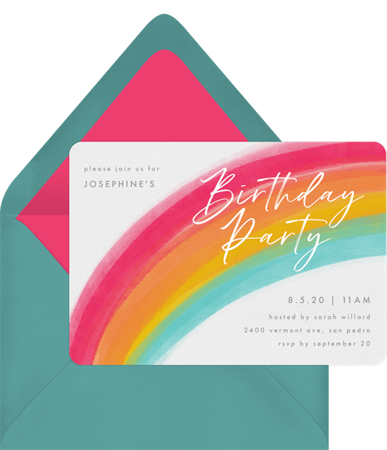 summer party ideas: rainbow themed invitation from Greenvelope