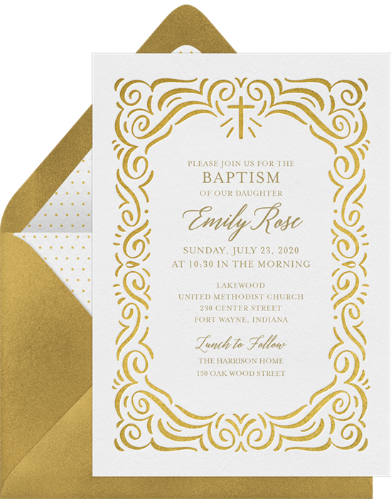 Border Cross baptism invitations from Greenvelope
