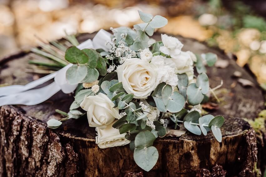 Wedding bouquet ideas: bouquet of white roses
