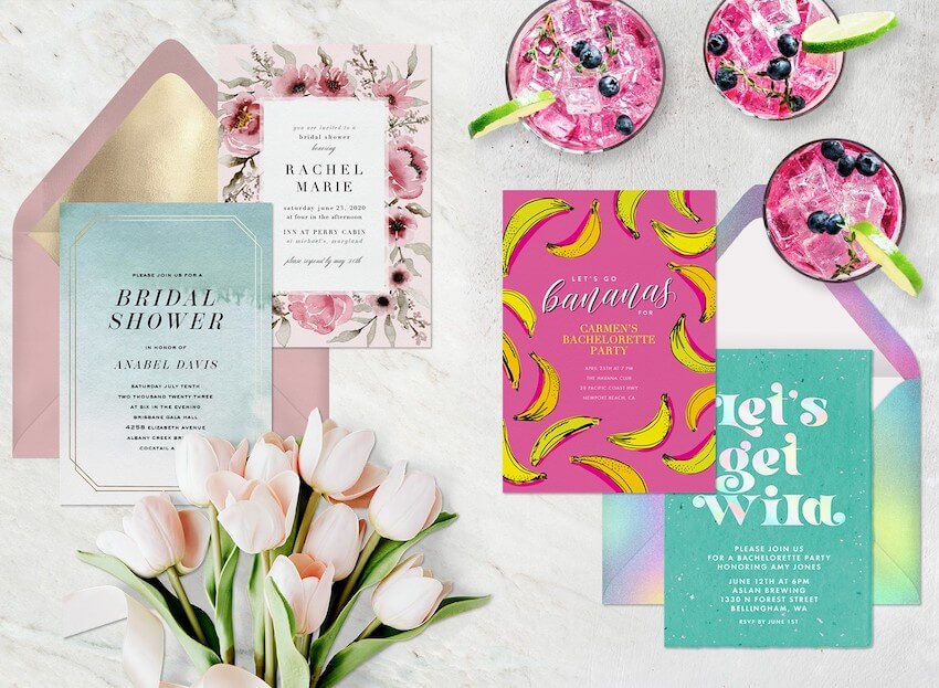 Bridal shower vs bachelorette party invitations