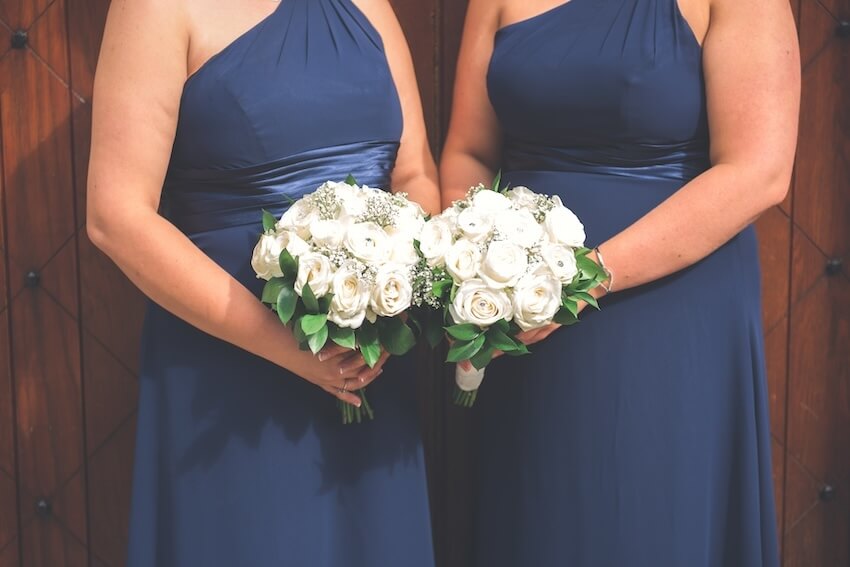 Non white wedding dresses: brides wearing navy blue gowns