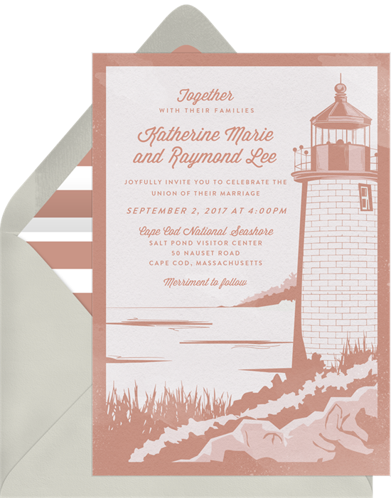 Beach wedding invitations: the Cape Cod invitation design from Greenvelope