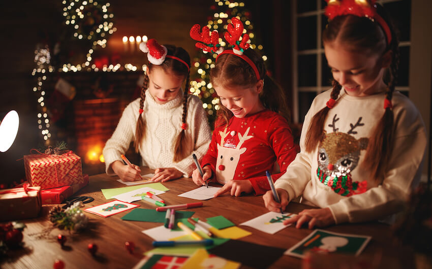 DIY Christmas cards: children creating Christmas cards