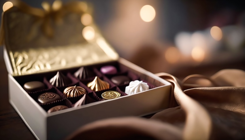 Happy New Year gift: chocolates in a gift box
