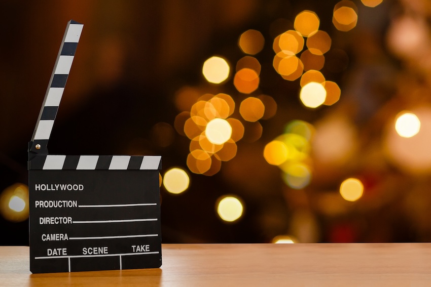 Clapperboard on a table
