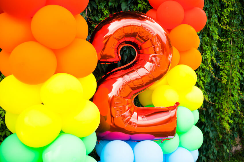 Two groovy birthday: colorful balloons