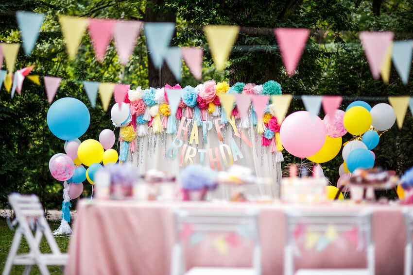 Colorful outdoor party decor