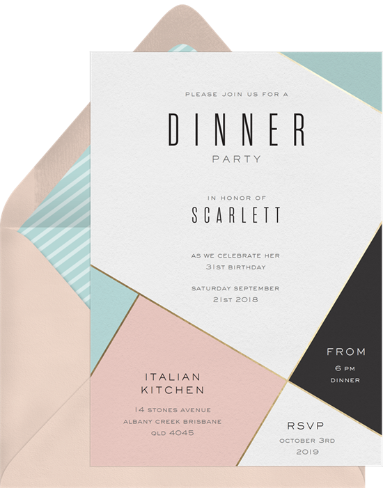 Birthday party ideas: an invitation to a dinner party