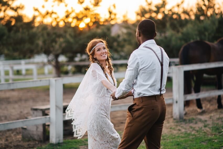 Couple dancing outdoors