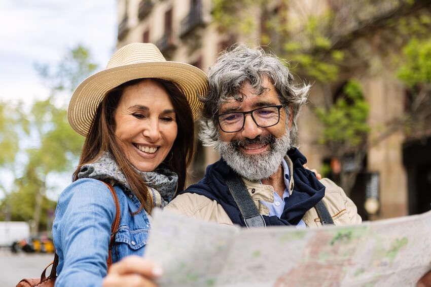 Couple looking at a map