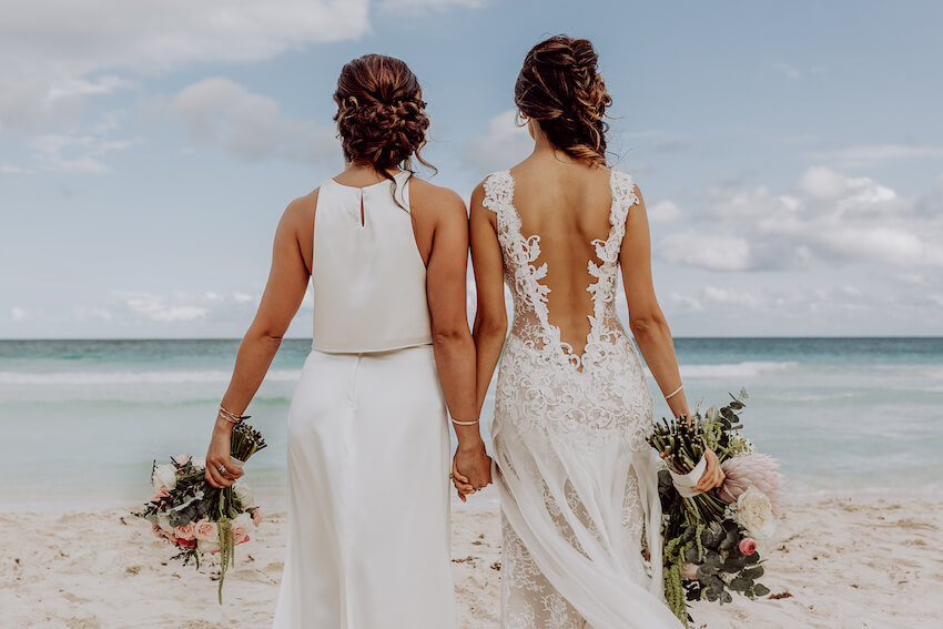 Couple walking on a beach