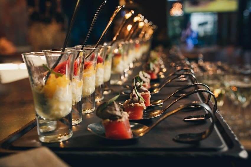 Masquerade party ideas: different appetizers on a table