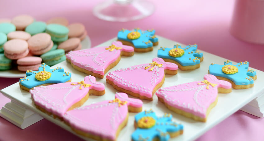 Dress and crown shaped cookies